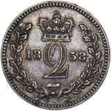 1858 Maundy Twopence - Victoria British Silver Coin - Very Nice
