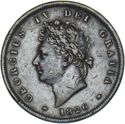 1826 Penny (Thin Line) - George IV British Copper Coin - Nice