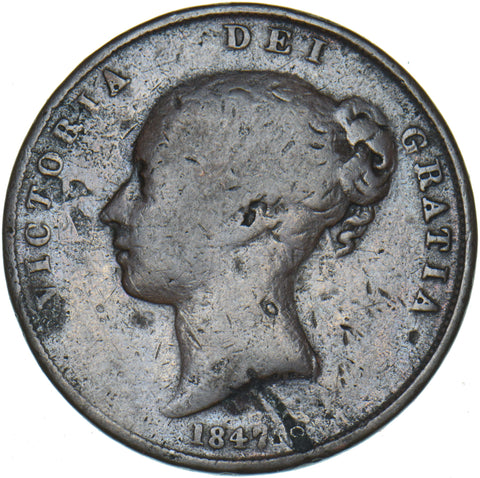 1847 Penny - Victoria British Copper Coin
