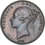 1855 Penny (OT) - Victoria British Copper Coin - Very Nice