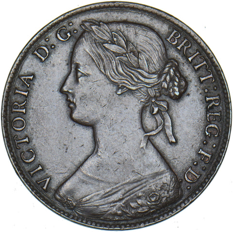1861 Penny (F22) - Victoria British Bronze Coin - Very Nice