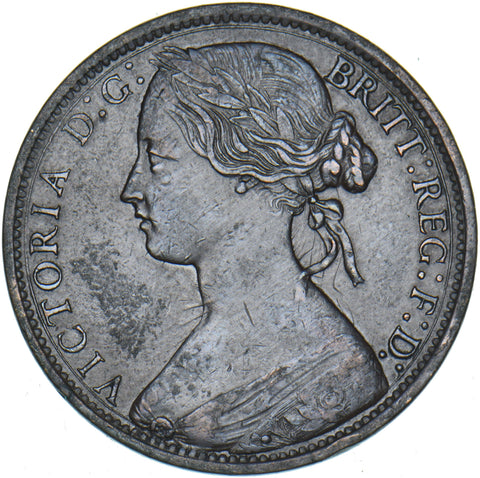 1866 Penny - Victoria British Bronze Coin - Nice