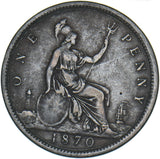 1870 Penny - Victoria British Bronze Coin - Nice