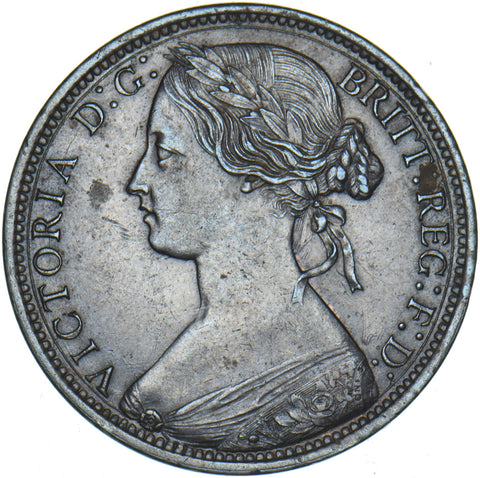 1872 Penny - Victoria British Bronze Coin - Very Nice