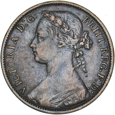 1875 Penny - Victoria British Bronze Coin - Nice