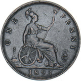 1893 Penny - Victoria British Bronze Coin - Nice