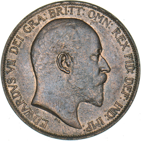 1902 Penny - Edward VII British Bronze Coin - Very Nice