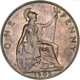1902 Penny - Edward VII British Bronze Coin - Very Nice