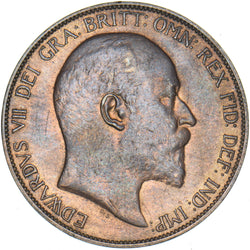 1906 Penny - Edward VII British Bronze Coin - Very Nice