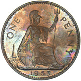 1953 Proof Penny - Elizabeth II British Bronze Coin - Superb