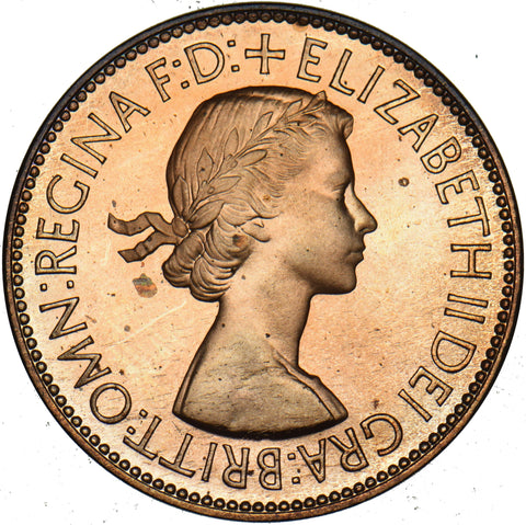 1953 Proof Penny - Elizabeth II British Bronze Coin - Superb
