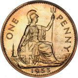 1953 Proof Penny - Elizabeth II British Bronze Coin - Superb
