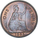 1953 Penny - Elizabeth II British Bronze Coin - Superb