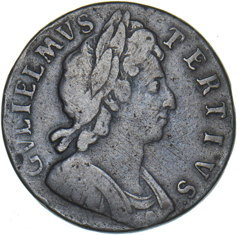 1697 Halfpenny - William III British Copper Coin - Nice