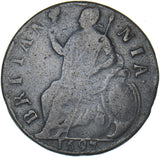1697 Halfpenny - William III British Copper Coin - Nice
