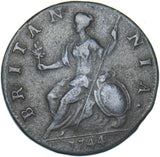 1744 Halfpenny - George II British Copper Coin