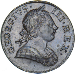 1771 Halfpenny - George III British Copper Coin - Very Nice