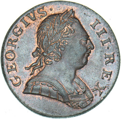 1774 Halfpenny - George III British Copper Coin - Superb