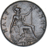 1902 Halfpenny - Edward VII British Bronze Coin - Very Nice