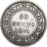 1874 Canada Newfoundland 50 Cents - Victoria Silver Coin