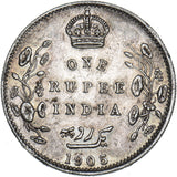 1905 India Rupee - Edward VII Silver Coin - Nice