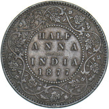 1877 India Half Anna (Bombay Mint) - Victoria Copper Coin - Nice