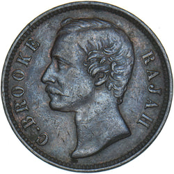 1890 Sarawak 1 Cent - Charles Brooke Copper Coin - Nice