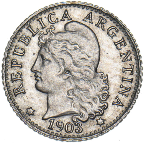 1903 Argentina 5 Centavos Coin - Very Nice