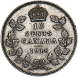1918 Canada 10 Cents - George V Silver Coin - Very Nice