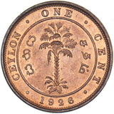 1926 Ceylon 1 Cent - George V Copper Coin - Superb