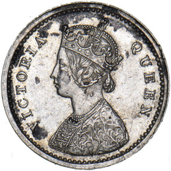 1862 India 2 Annas - Victoria Silver Coin - Very Nice