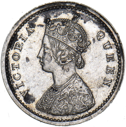 1862 India 2 Annas - Victoria Silver Coin - Very Nice
