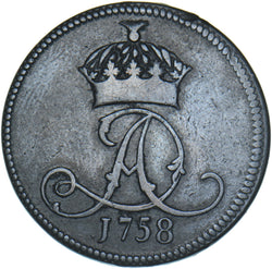 1758 Isle Of Man Halfpenny - James Murray Copper Coin - Nice