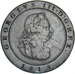 1813 Isle Of Man Halfpenny - Copper Coin