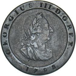 1798 Isle Of Man Halfpenny - Copper Coin