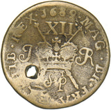 1689 Ireland Gunmoney Shilling (September) - James II Copper/Brass Coin