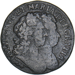 1693 Ireland Halfpenny - William & Mary Copper Coin