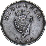 1806 Ireland Farthing - George III Copper Coin - Nice