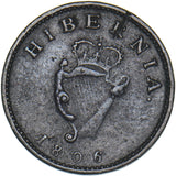 1806 Ireland Farthing - George III Copper Coin - Nice