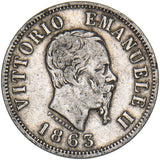 1863 Italy 50 Centesimi - Vittorio Emanuele II Silver Coin - Nice