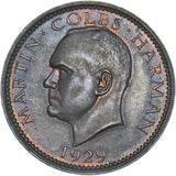 1929 Lundy Puffin - Martin Coles Harman Bronze Coin - Very Nice
