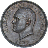 1929 Lundy Puffin - Martin Coles Harman Bronze Coin - Very Nice
