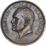 1929 Lundy Puffin - Martin Coles Harman Bronze Coin - Very Nice
