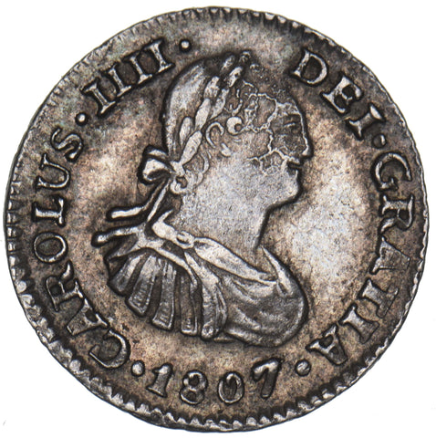 1807 Mexico 1/2 Real - Charles IV Silver Coin - Very Nice
