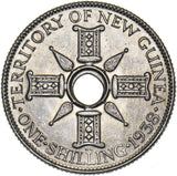 1938 New Guinea Shilling - George VI Silver Coin - Superb
