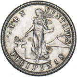 1903 US Philippines 10 Centavos - Silver Coin - Very Nice