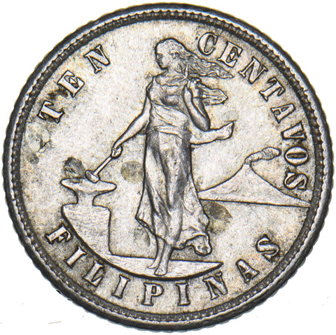 1903 US Philippines 10 Centavos - Silver Coin - Very Nice