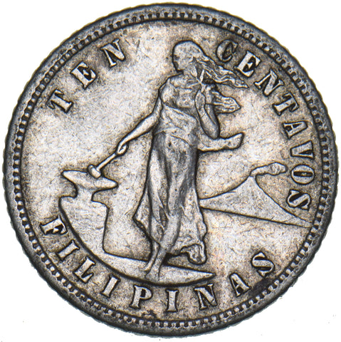 1903 US Philippines 10 Centavos - Silver Coin - Very Nice