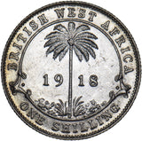 1918 British West Africa Shilling - George V Silver Coin - Very Nice