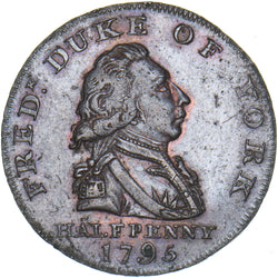 1795 London Frederick Duke of York Halfpenny Token - D&H 985a - Nice